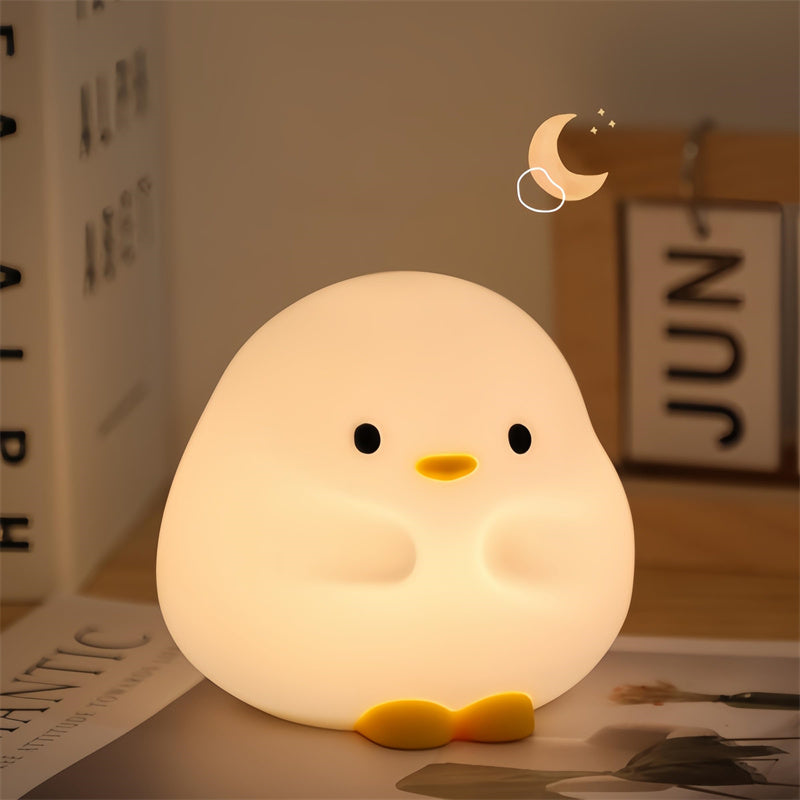 Silicone duck night light glowing