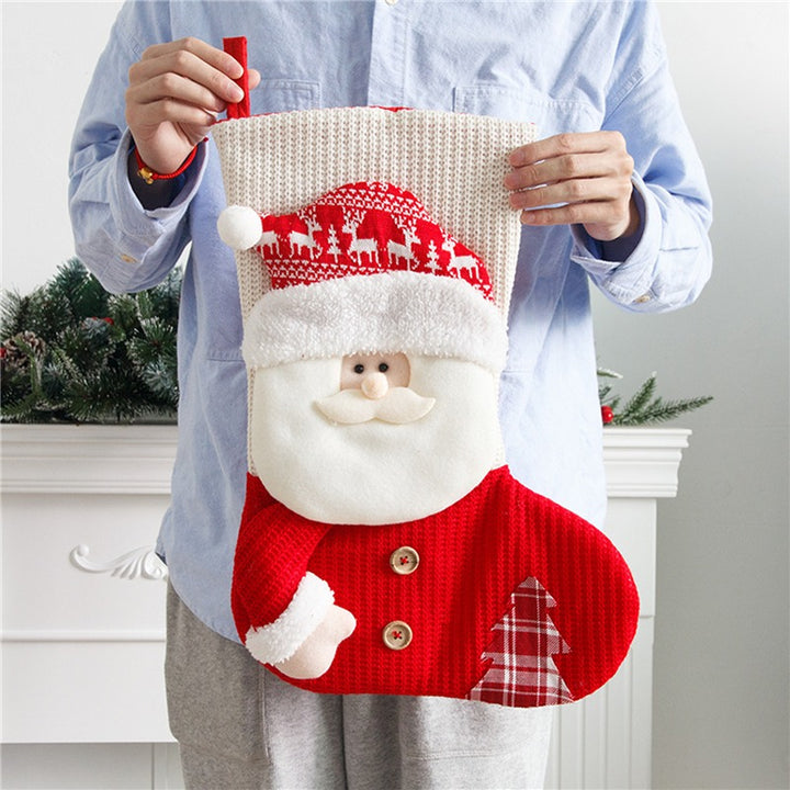 Large knitted Christmas stocking with Santa