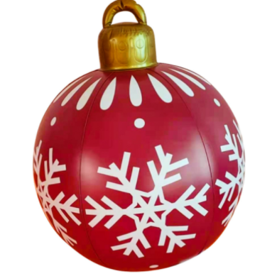 Giant inflatable Christmas bauble in garden